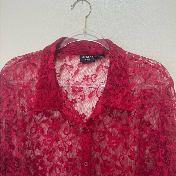 George Red Lace Top - Picture 3 of 5